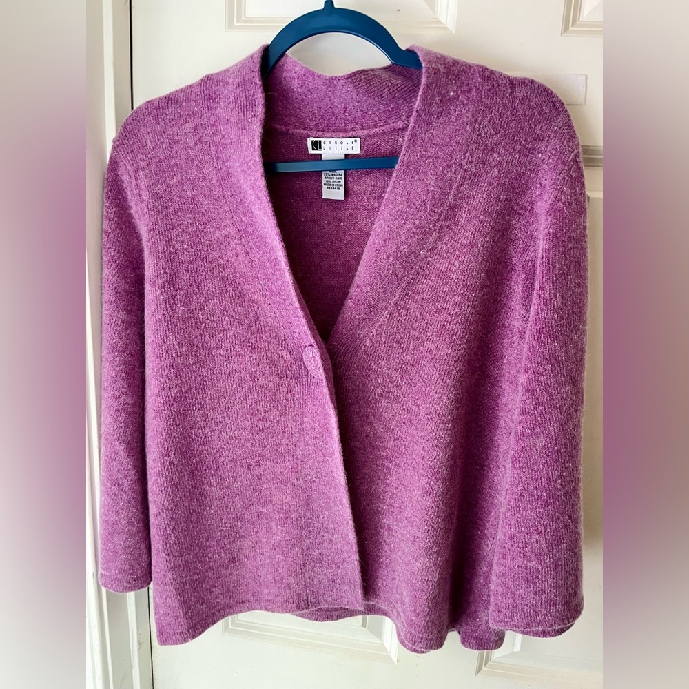Carole Little Lavender Wool Cardigan Sweater - Picture 5 of 5